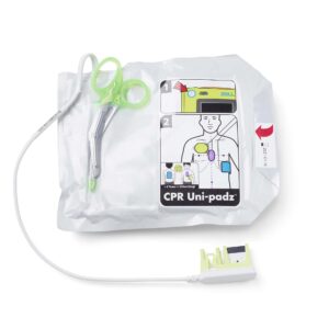 Les électrodes CPR Uni Padz sont pré-connectées au ZOLL AED 3 pour une utilisation rapide. Avec ces électrodes, le sauveteur obtient des conseils pour le placement des mains et reçoit une évaluation de la fréquence et la profondeur des compressions.